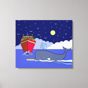 Captain Kayak Saved by Whale Canvas Print