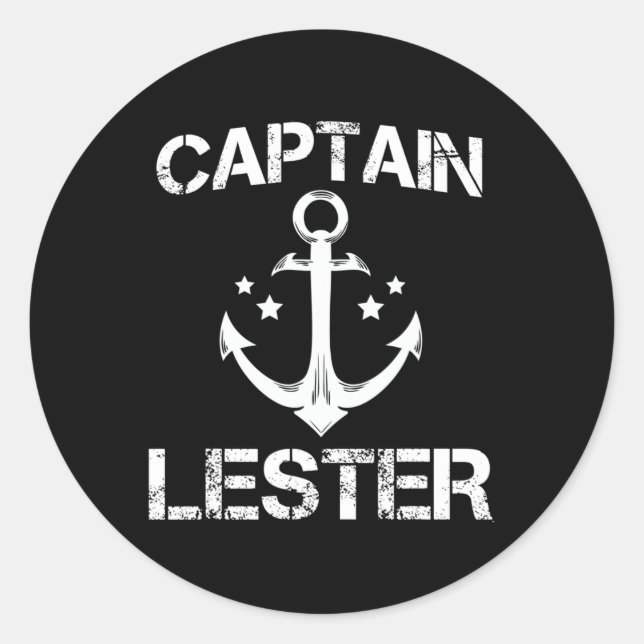 Captain Lester Funny Birthday Personalised Name Bo Classic Round Sticker (Front)