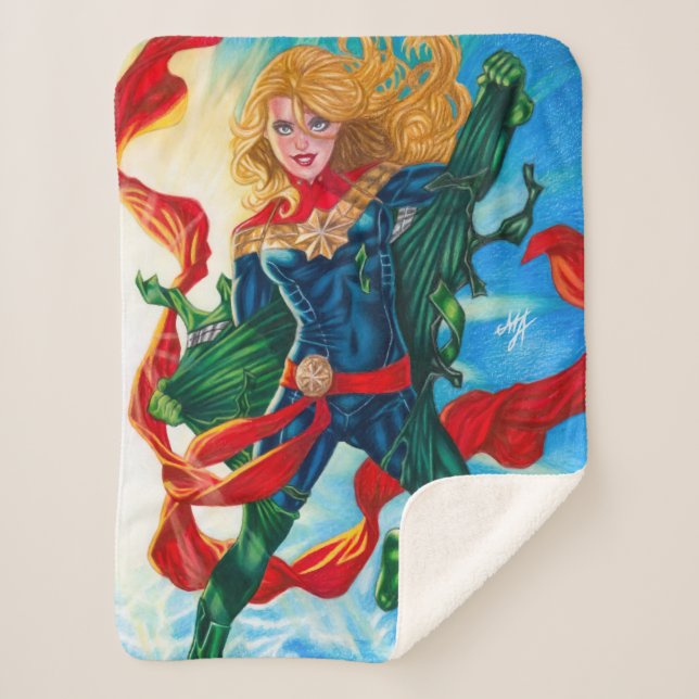 Captain Marvel ~ Carol Danvers Sherpa Blanket (Front)