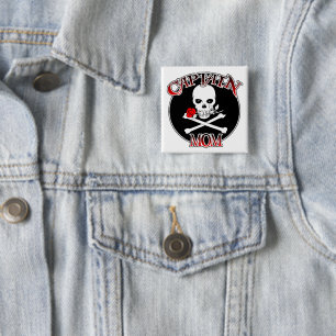 Captain Mom (Rose)Button 15 Cm Square Badge
