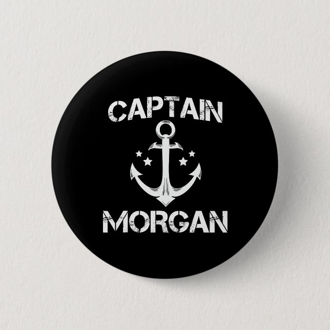 Captain Morgan Funny Birthday Personalised Surname 6 Cm Round Badge (Front)