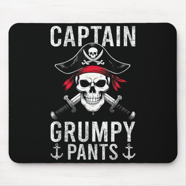 Captain Mpy Pants Rate Humor Skull Graphic  Mouse Pad (Front)