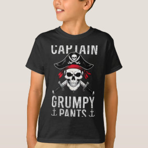 Captain Mpy Pants Rate Humor Skull Graphic  T-Shirt
