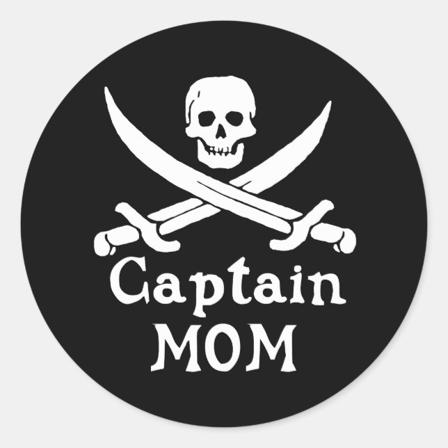 Captain Mum Classic Round Sticker (Front)
