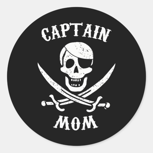 Captain Mum Pirate for Women Family Pirate s Classic Round Sticker (Front)