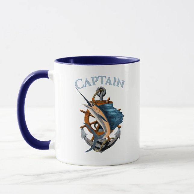 Captain Nautical Anchor Deep Sea Fishing Mug (Left)