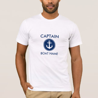 Captain Nautical Navy Blue Anchor Personalised T-Shirt
