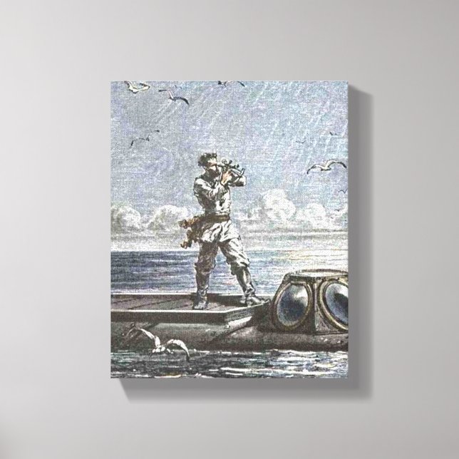 Captain Nemo Verne 20,000 Leagues Sci Fi Art Canvas Print (Front)