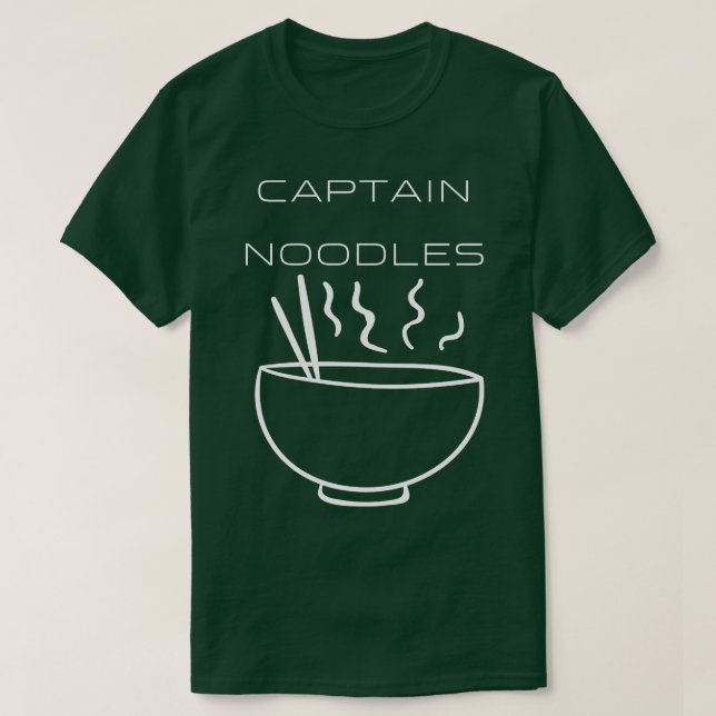 Captain Noodles Typography White Design T-Shirt (Design Front)