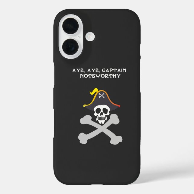 Captain Noteworthy Skull and Crossbones Pirate Case-Mate iPhone Case (Back)