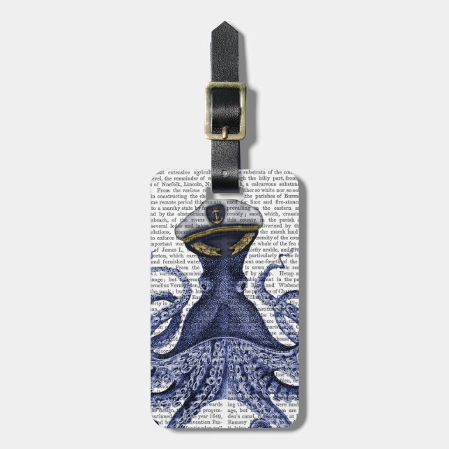 Captain Octopus Luggage Tag (Front Vertical)