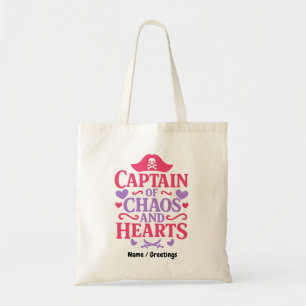 Captain of Chaos and Hearts Pirate Graphic Tote Bag