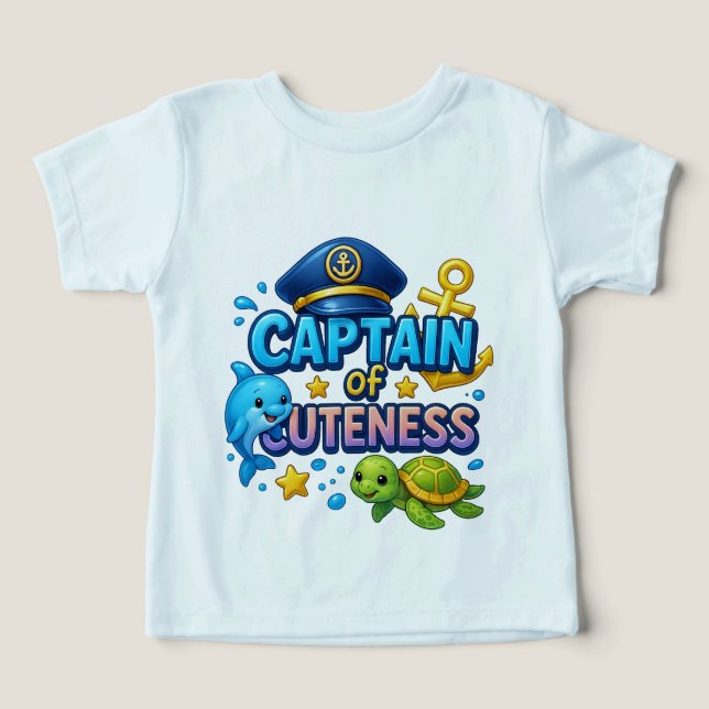 Captain of Cuteness Kids Nautical Tee (Design Front)