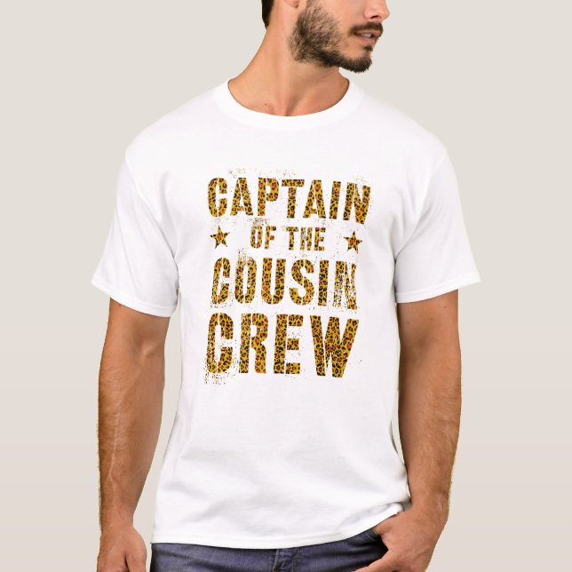 CAPTAIN OF THE COUSIN CREW Leopard Print Funny Gra T-Shirt (Front)