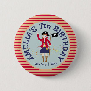 Captain of the Pirate Ship Birthday Party 6 Cm Round Badge