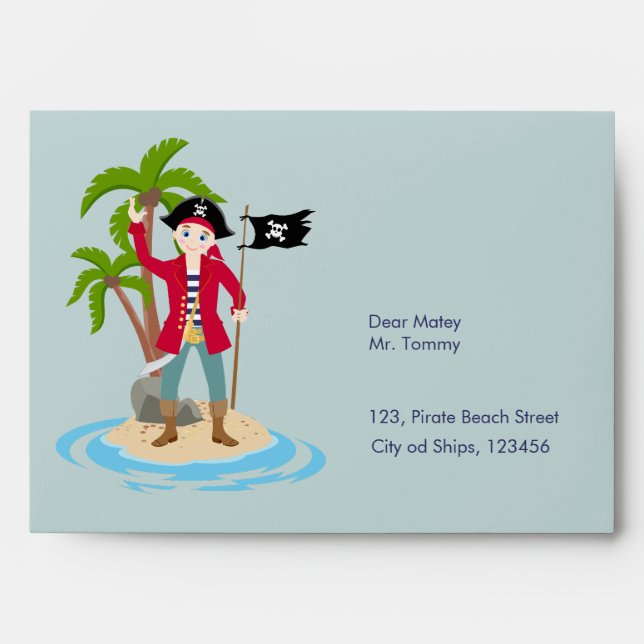 Captain of the Pirate Ship Birthday Party Envelope (Front)