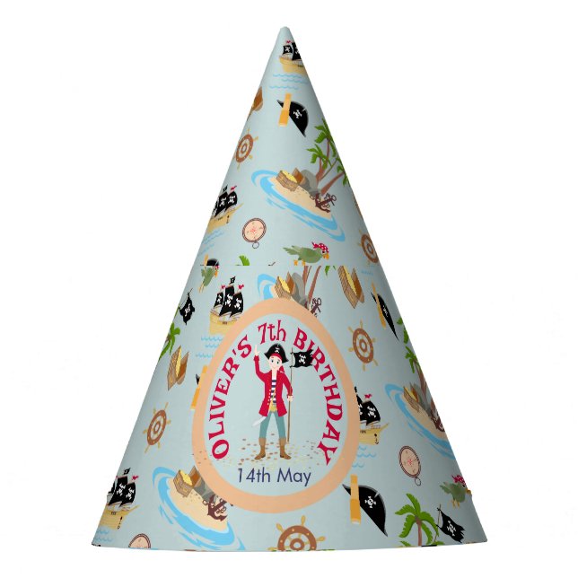 Captain of the Pirate Ship Birthday Party Hat (Front)