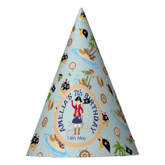Captain of the Pirate Ship Birthday Party Hat (Front)