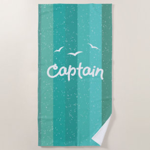 Captain of the Ship Nautical Blue Striped Sailing Beach Towel