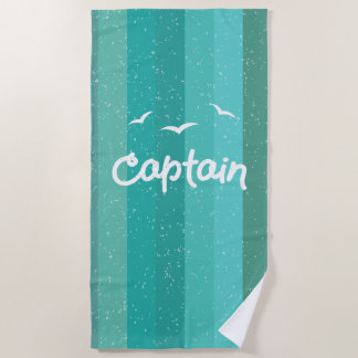 Captain of the Ship Nautical Blue Striped Sailing Beach Towel