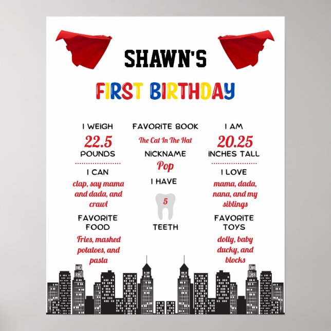 Captain One-derpants 1st Birthday Milestone Poster (Front)