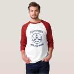 Captain or Boat Name Nautical Anchor oars stars T-Shirt<br><div class="desc">A Sporty Mens 2 tone T-Shirt in Navy Blue,  Red and White with a Custom Nautical Anchor,  Crossed Oars and Stars and Your Personalised Captain Name or Boat Name.</div>