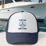 Captain or Boat Name Nautical Anchor & Oars Trucker Hat<br><div class="desc">Nautical Anchor & Crossed Oars with Personalised Captain or Boat Name Hat.</div>
