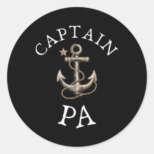 Captain Pa Boat Sailing Boating Vintage Anchor Fun Classic Round Sticker