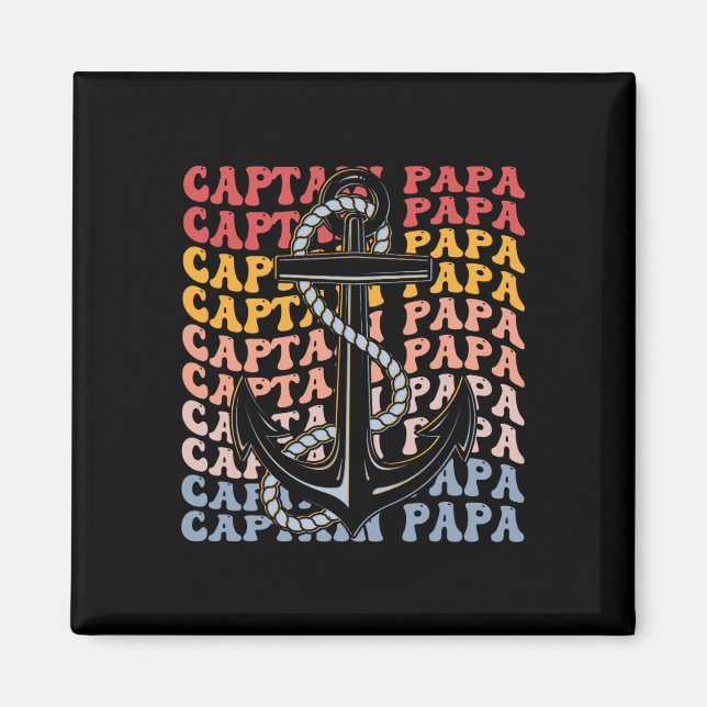 Captain Papa Groovy Boating Papa  Magnet (Front)