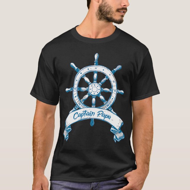 Captain Papa Nautical Boating Sailing T-Shirt (Front)
