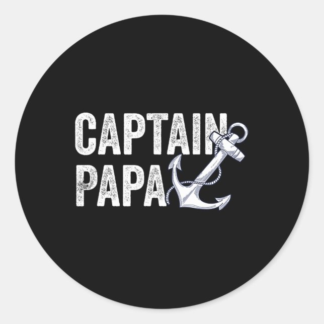 Captain Papa Pontoon Gift Lake Sailor Fishing Boat Classic Round Sticker (Front)