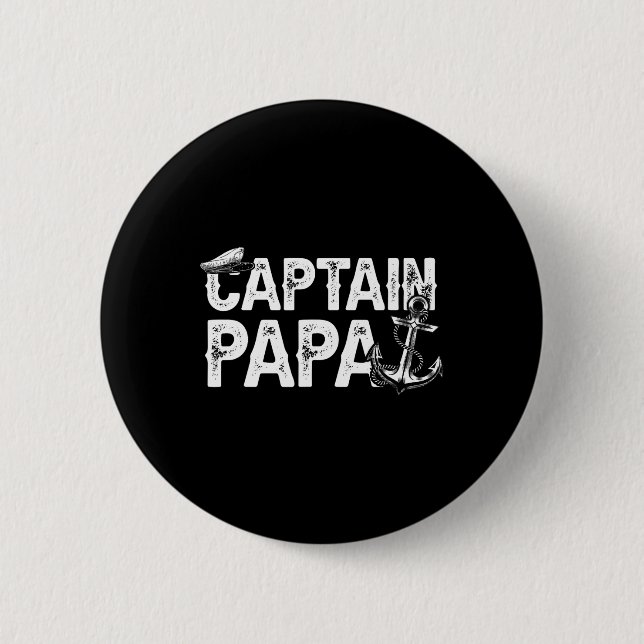 Captain Papa Pontoon Lake Sailor Fishing Boating F 6 Cm Round Badge (Front)