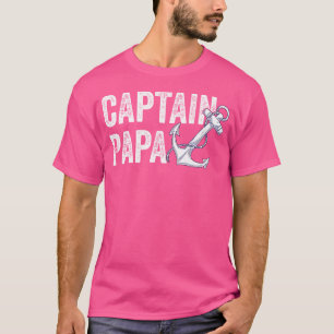 Captain Papa Pontoon Lake Sailor Fishing Boating T-Shirt