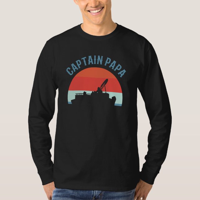 Captain Papa Pontooning Pontoon Boat Captain T-Shirt (Front)
