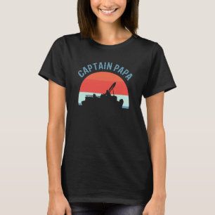 Captain Papa Pontooning Pontoon Boat Captain T-Shirt