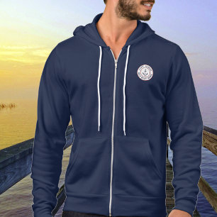 Captain Personalised Blue White Anchor Logo Hoodie