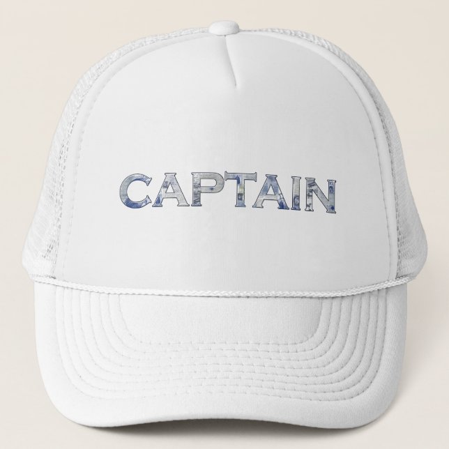 Captain personalised gifts trucker hat (Front)