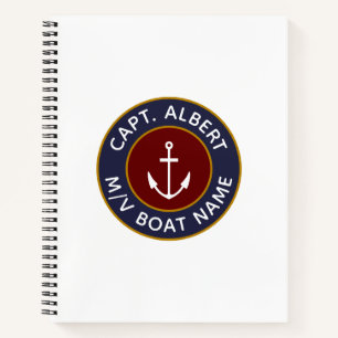 Captain Personalised Maroon Anchor Logo Notebook