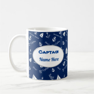Captain Personalised Mug with Sailing Icons