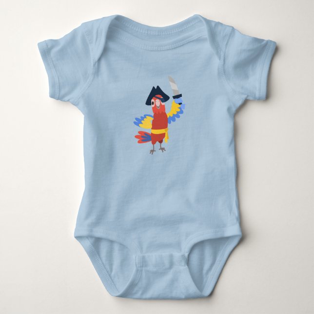 Captain Pirate Colourful Parrot Baby Bodysuit (Front)
