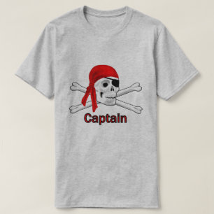 Captain Pirate Skull and Crossbones Mens BG T-Shirt