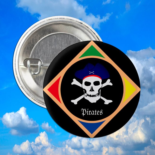 Captain & Pirates Flag - Treasure Island /party 3 Cm Round Badge (Creator Uploaded)