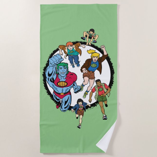 Captain Planet and the Planeteers Circle Graphic Beach Towel (Front)