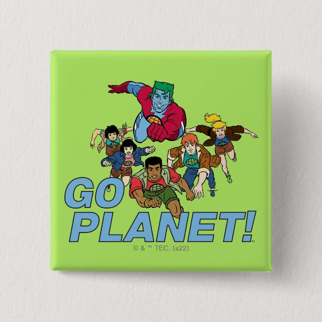 Captain Planet and the Planeteers - Go Planet! 15 Cm Square Badge (Front)