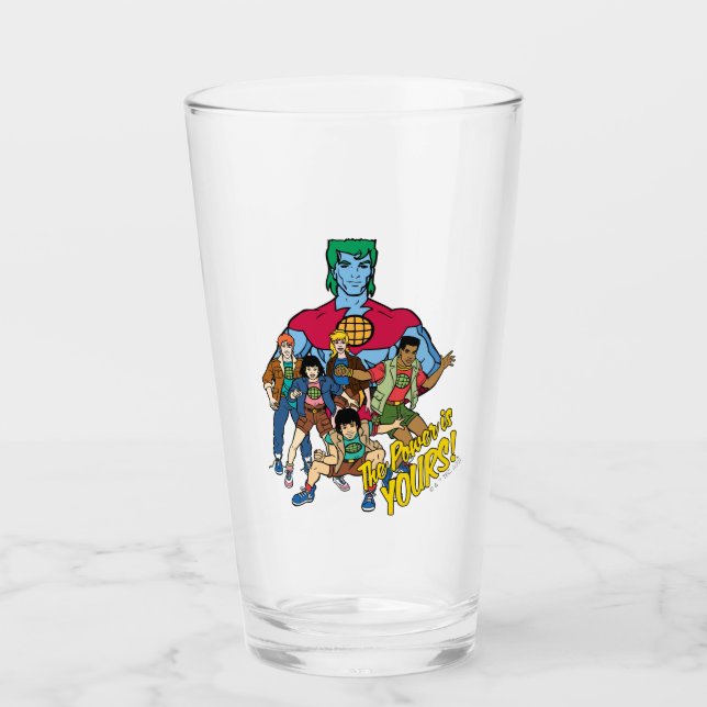 Captain Planet Group Graphic - The Power Is Yours! Glass (Front)