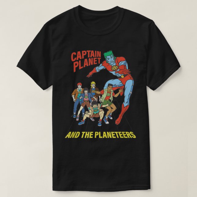Captain Planet Planeteers United Retro Logo  T-Shirt (Design Front)