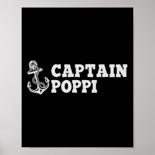 Captain Poppi Sailing Boating Vintage Boat Anchor Poster
