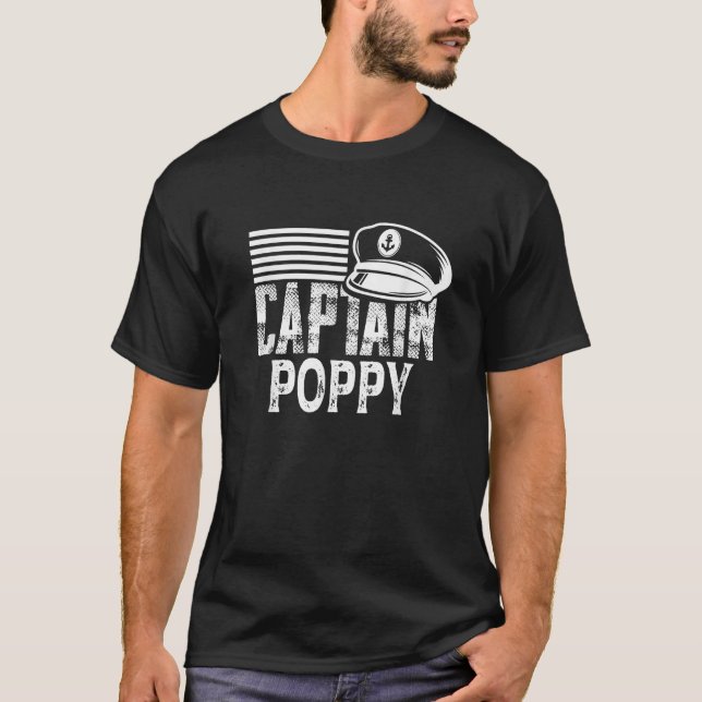 Captain Poppy Sailing Captain Hat Boat Owner Boati T-Shirt (Front)
