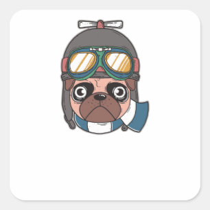 Captain Pug Square Sticker