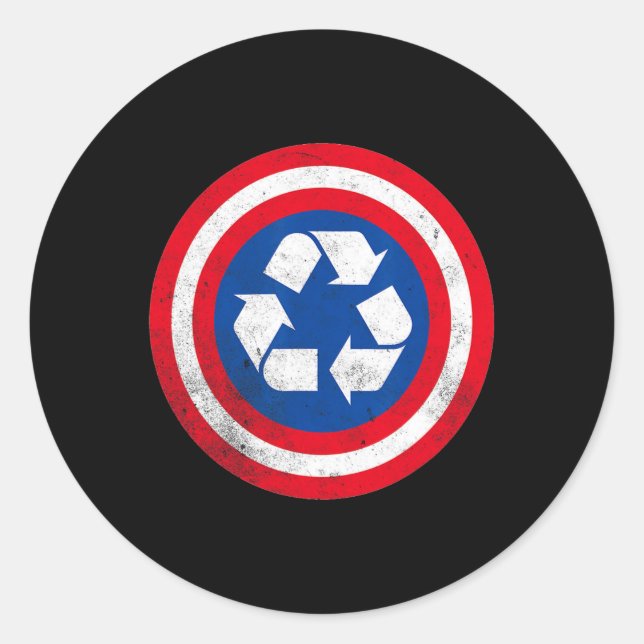 Captain Recycle Earth Day 1  Classic Round Sticker (Front)